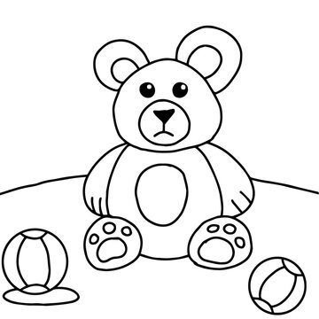 Design Bear Character Outline Coloring Page for Kid