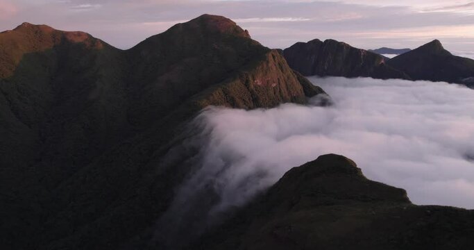 big mountains above the clouds at pico parana brazil