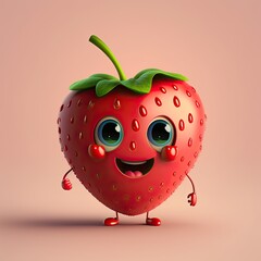 Funny Cute Strawberry 3D Character Generative AI
