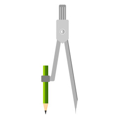 製図などで使用する、鉛筆がついたコンパスのベクターイラスト