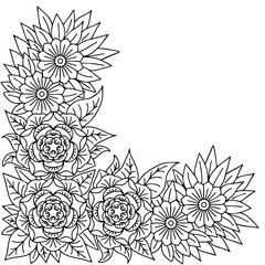 Fototapeta premium Design Flower Border Outline Element 