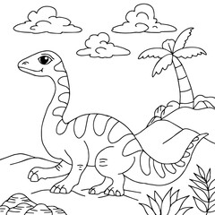 design dinosaur character coloring page for kid
