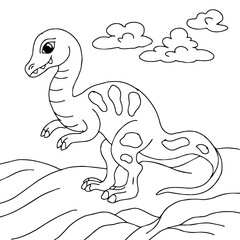 design dinosaur character coloring page for kid
