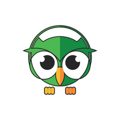 headphone owl logo template vector
