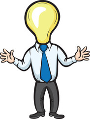 businessman lighting like a bulb - PNG image with transparent background