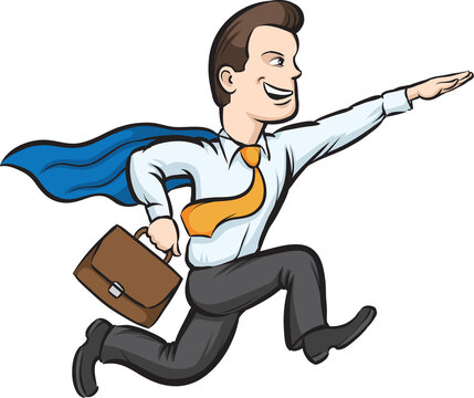 businessman running like superman - PNG image with transparent background