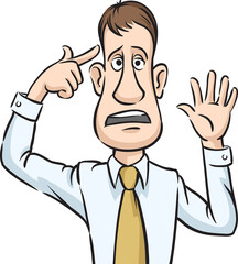 businessman with speech bubble pointing at head - PNG image with transparent background