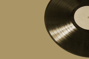 Old music record in beige vintage tone.