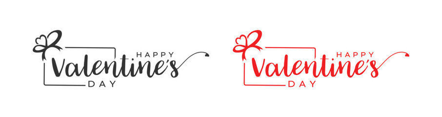 Love happy valentines day logo, happy valentines with gift box, valentine gift vector logo design.