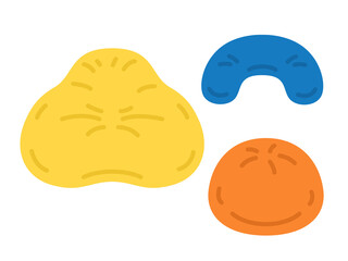 いろんな形の、ビーズクッションのイラスト