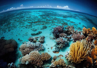 Naklejka na ściany i meble サンゴ礁、透き通った海
