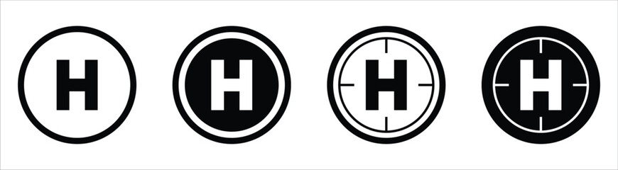 helipad icon set. helicopter landing pad icon isolated flat collections symbol sign, vector illustration © Vriezel