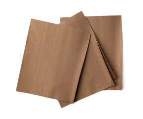 Brown sandpapers isolated on white background