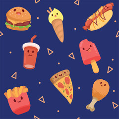 fast food kawaii pattern