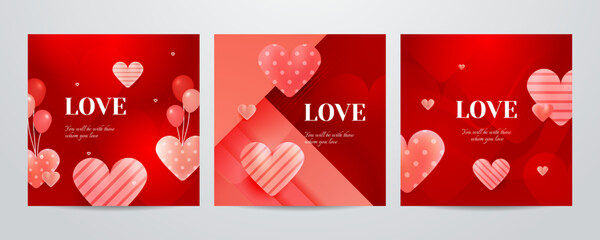 Naklejka premium Set of Red and pink love lettering for valentines day design poster, greeting card, photo album, banner, calligraphy. Vector illustration collection