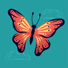 beauty red butterfly insect