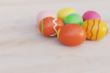 painted easter eggs backgrounds, 3d rendering