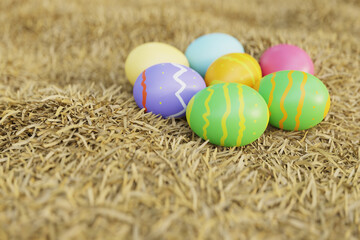 painted easter eggs backgrounds, 3d rendering