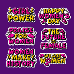 3D Sticker Style Inspirational Phrases or Quotes Collection For Women.