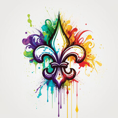 Fleur-de-lis logo. saints. Mardi Gras Carnival Rainbow. Generative AI