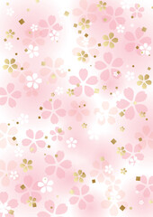 金箔混じりのほわほわピンクの和桜模様