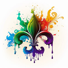 Fleur-de-lis logo. saints. Mardi Gras Carnival Rainbow. Generative AI