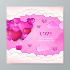 Happy red pink day greetings white heart blue background social media design banner