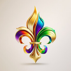 Fleur-de-lis logo. saints. Mardi Gras Carnival Rainbow. Generative AI