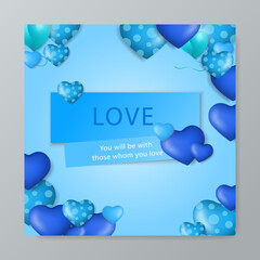 Happy valentine's day background with cute blue and lovely style illustration