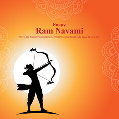 Vector illustration concept of Spring Hindu festival Shree Ram Navami wishes greeting