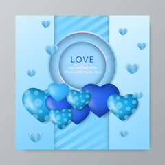 Happy valentine's day background with cute blue and lovely style illustration