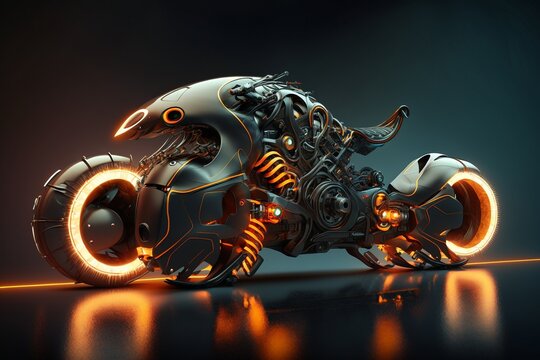 Futuristic sport motorcycle concept illustrated using generative AI