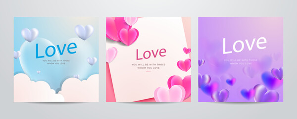 Fototapeta premium Happy valentine's day instagram tiktok or social media post template background