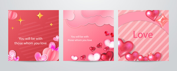 Paper style valentines day greeting cards collection