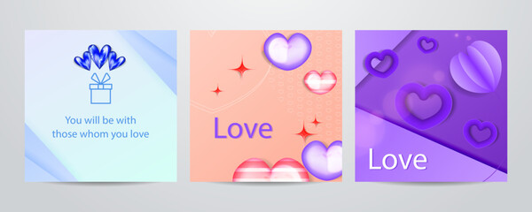 Universal love hearth greeting card square background for valentine day, mother day, father day, spring fall summer love card, birthday card, and social media template