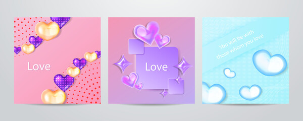 Universal love hearth greeting card square background for valentine day, mother day, father day, spring fall summer love card, birthday card, and social media template