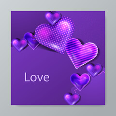 Universal love hearth greeting card square background for valentine day, mother day, father day, spring fall summer love card, birthday card, and social media template