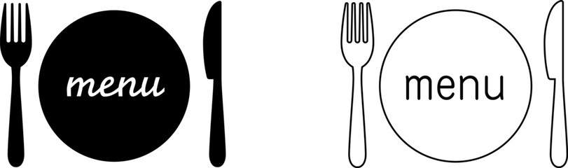 ナイフとフォークを添えたメニューアイコン