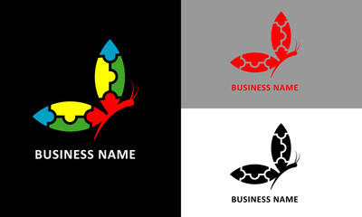 Puzzle Butterfly logo. Design logo.