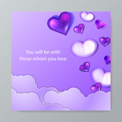 Universal love hearth greeting card square background for valentine day, mother day, father day, spring fall summer love card, birthday card, and social media template