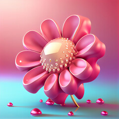 Cute pink bejeweled flower