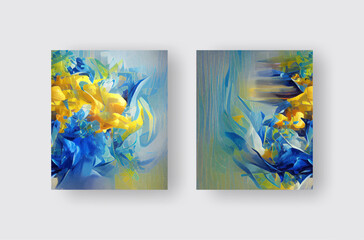 Abstract backgrounds set modern futuristic graphic. Yellow, Blue chaotic background.