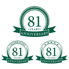 81 years anniversary logo collections. Set of 81st Anniversary design template. Vector and illustration.	