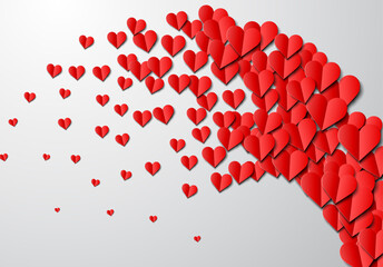 Paper hearts background for Valentine's Day greeting card design.