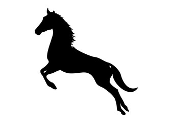 Obraz na płótnie Canvas 馬のシンプルなシルエット。馬のジャンプするシーン。