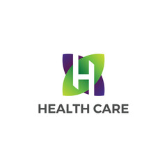 Health care h letter logo design template