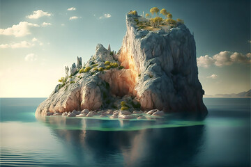 mountain stone in sea relax island