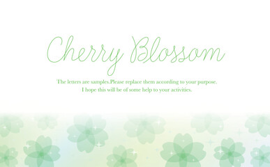 透明感のあるおしゃれな春の桜のグラデーションフレーム_ベクター素材_横長コピースペース_黃緑