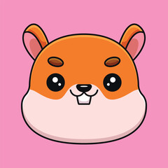 cute squirrel head cartoon mascot doodle art hand drawn outline concept vector kawaii icon illustration