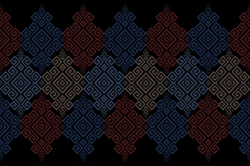 Cross stitch colorful geometric traditional ethnic pattern Ikat seamless pattern abstract design for fabric print cloth dress carpet curtains and sarong Aztec African Indian Indonesian 